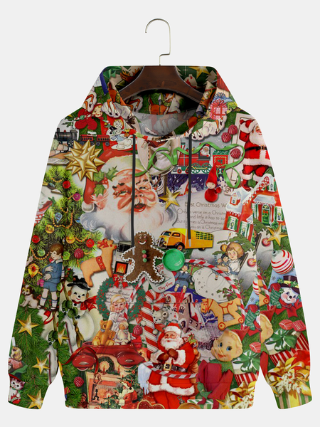 

Men's Christmas Santa Graphic Print Hoodie, Red, Hoodies&Sweatshirts