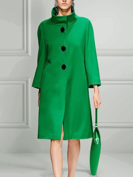 

Long sleeve Loose Plain Elegant Overcoat, Green, Coats