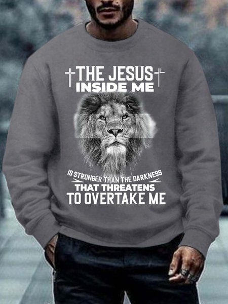 

Men Jesus Inside Me That Threatens To Overtake Me Casual Sweatshirt, Gray, Hoodies&Sweatshirts