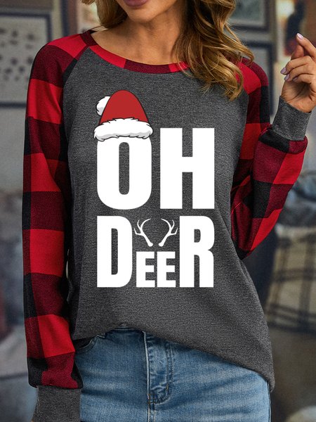 

Lilicloth X Jessanjony Oh Deer Women's Christmas Long Sleeve T-Shirt, Gray, Long sleeves