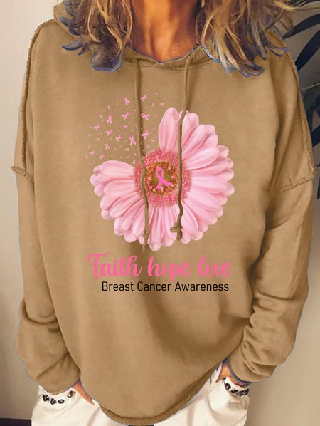 

Faith Hope Love Breast Cancer Awareness Pink Day Women's Hoodie Sweatshirt, Khaki, Hoodies&Sweatshirts
