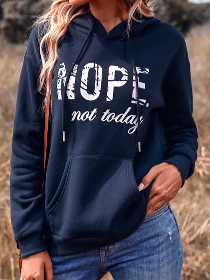 

Loose Casual Hoodie Text Letters Sweatshirt, Blue, Sweatshirts & Hoodies