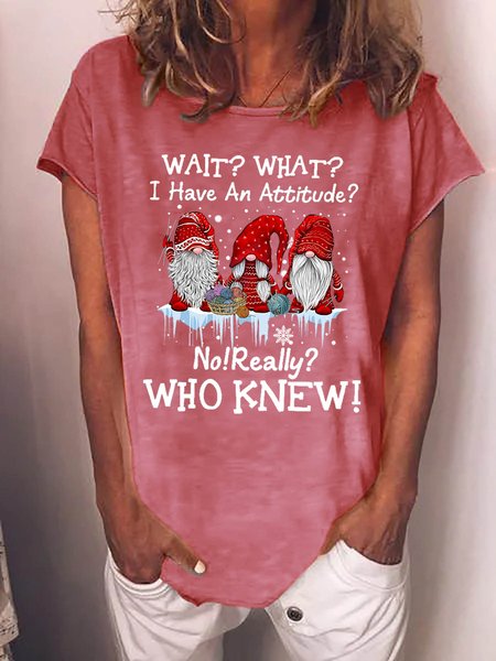 Women I Have An Attitude No Women Loose Christmas Loose Casual T-Shirt, Red, T-shirts