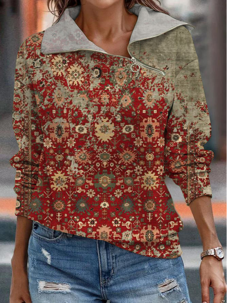 

Casual Off Shoulder Sleeve Ethnic Sweatshirts, Red, Sweatshirts & Hoodies