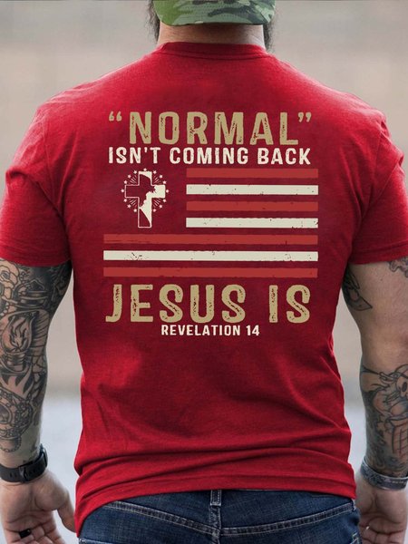 

Men Normal Isn’t Coming Back Letters Vintage Loose T-Shirt, Red, T-shirts
