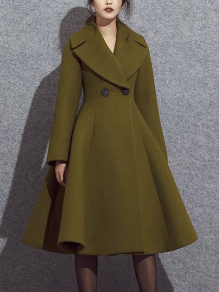 

Lapel Collar Regular Fit Simple Long Sleeve Overcoat, As picture, Coats