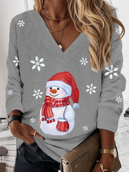 

Casual Snowflake Regular Fit Sweatshirts, Gray, Sweatshirts & Hoodies