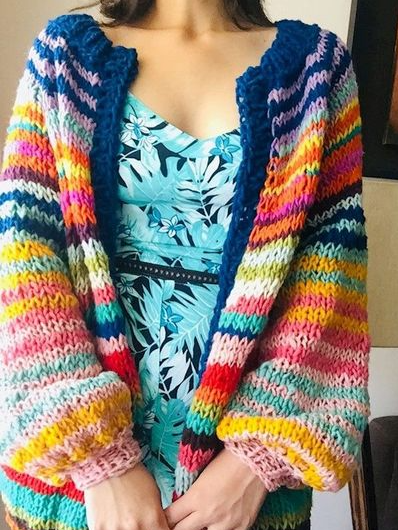 

Casual Rainbow Color Block Gradient Cardigan, Multicolor, Sweaters