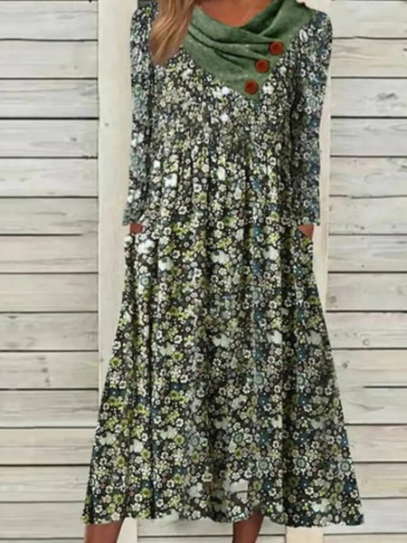 

Casual Regular Fit Cross Neck Dress, Green, Dresses