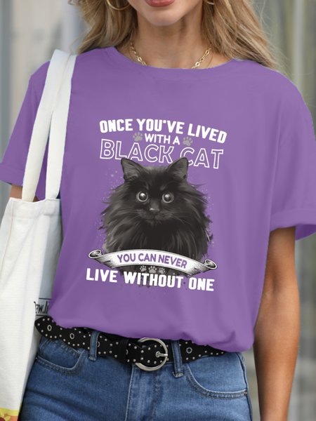 

Once You've With A Black Cat You Can Never Live Without One Women's T-Shirt, Purple, T-shirts