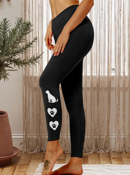 

Lilicloth X Paula Dog Paw Love Hearts Women's Tummy Control Leggings, Black, Leggings