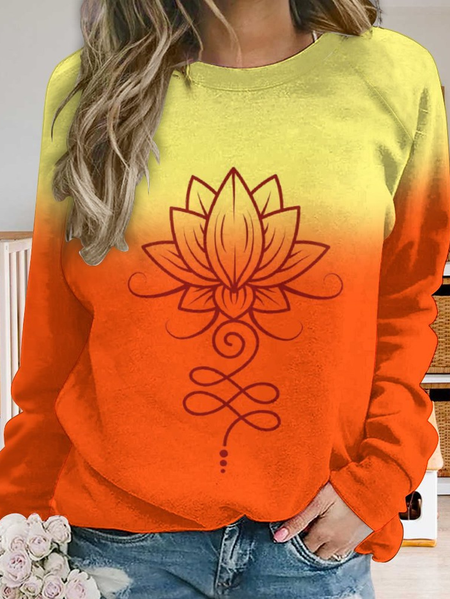 

Lilicloth X Paula Orange And Yellow Lotus Women's Sweatshirt, As picture, Hoodies&Sweatshirts