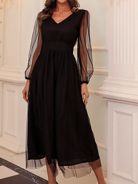 

Party Urban V Neck Bleak Dresses, Black, Dresses