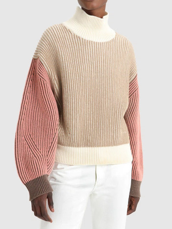 

Turtleneck Acrylic Casual Sweater, Brown, Pullovers