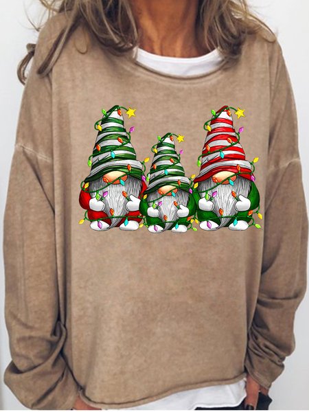 

Womens Christmas Gnome Casual Letters Sweatshirt, Light brown, Hoodies&Sweatshirts
