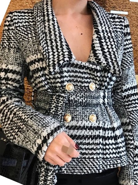 

Urban Shawl Collar Regular Fit Houndstooth Jacket, Black, Jackets