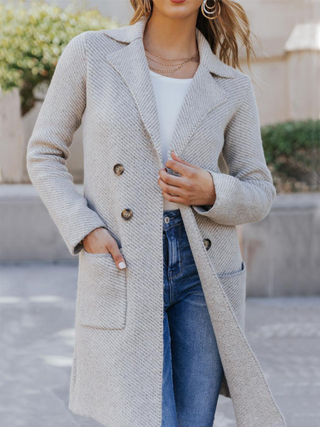 

Casual Woolen Plain Overcoat, Gray, Coats