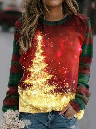 

Plaid Crew Neck Casual Loose Sweatshirts, Multicolor, Sweatshirts & Hoodies