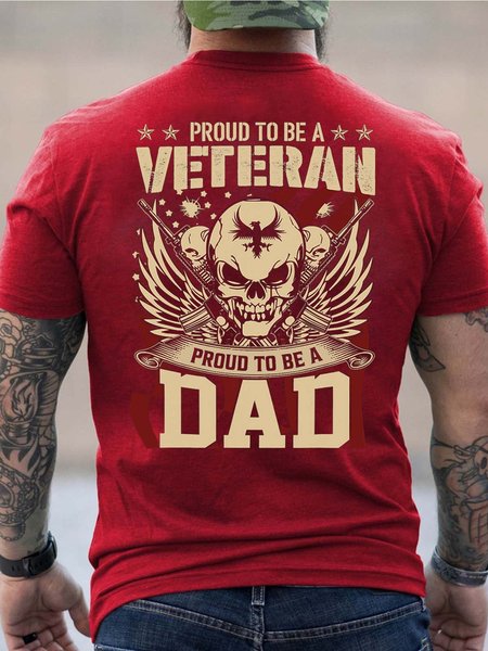 

Men Proud To Be A Veteran Proud To Be A Dad Loose T-Shirt, Red, T-shirts