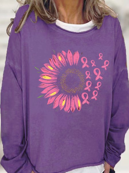 

Pink Sunflower Women's Pink Day Breast Cancer Awareness Day Sweatshirt, Purple, Hoodies&Sweatshirts