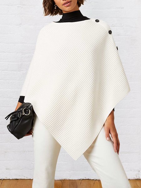 

Regular Size Loose Plain Elegant Sweater, White, Pullovers