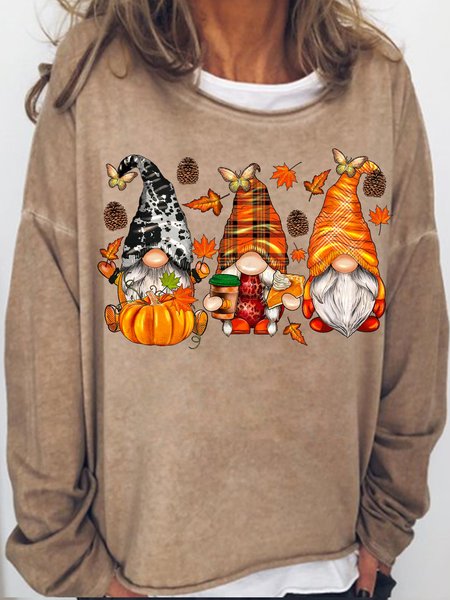 

Women Halloween Gnome Fall Leaves Casual Sweatshirt, Light brown, Hoodies&Sweatshirts