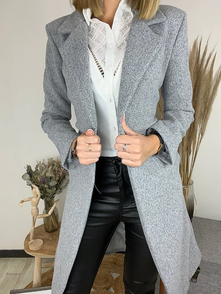 

Regular Fit Woolen Casual Overcoat, Gray, Blazers