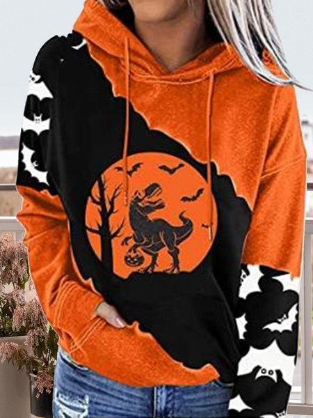 

Halloween Casual Hoodie Color Block Sweatshirts, Orange, Sweatshirts & Hoodies