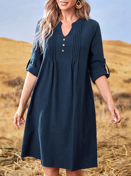 

Regular Fit Casual V Neck Dresses, Blue, Dresses
