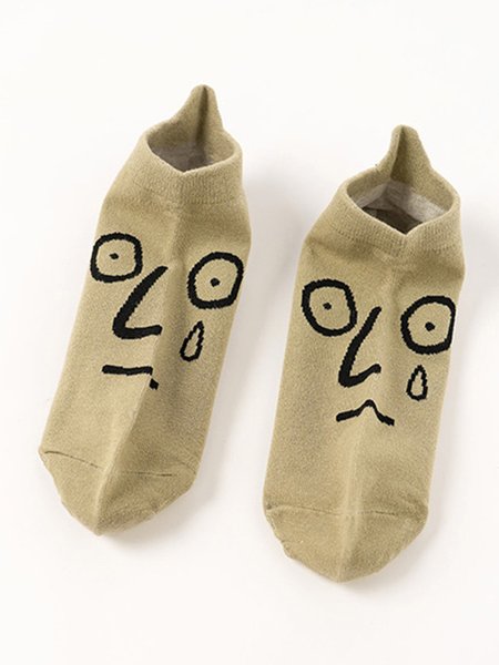 

Human Face Ankle Socks, Army green, Socks