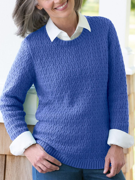 

Casual Crew Neck Sweater, Blue, Sweaters & Cardigans