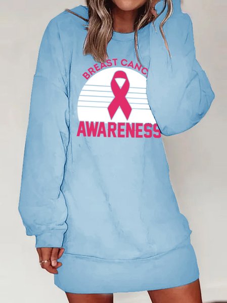 

Lilicloth X Abu Breast Cancer Awareness Pink Day Women's Sweatshirt Dress, Light blue, Dresses
