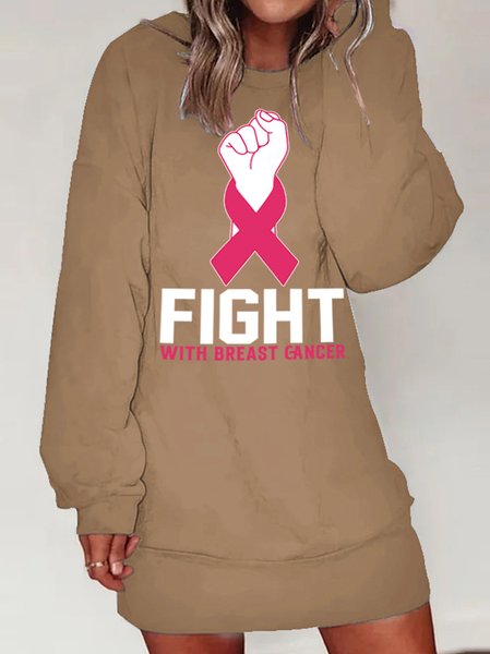 

Lilicloth X Abu Fight With Breast Cancer Pink Day Women's Sweatshirt Dress, Khaki, Dresses