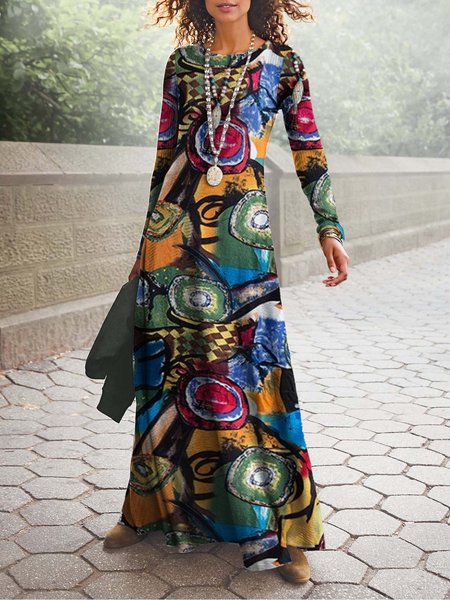 

Regular Fit Crew Neck Ethnic Dress, Multicolor, Dresses