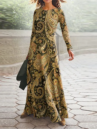 

Ethnic Regular Fit Crew Neck Dress, Multicolor, Dresses