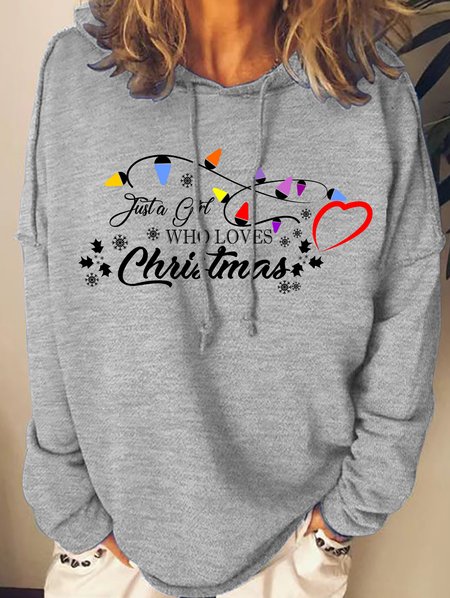 

Lilicloth X Y Just A Girl Who Loves Christmas Women's Hoodie Sweatshirts, Gray, Hoodies&Sweatshirts