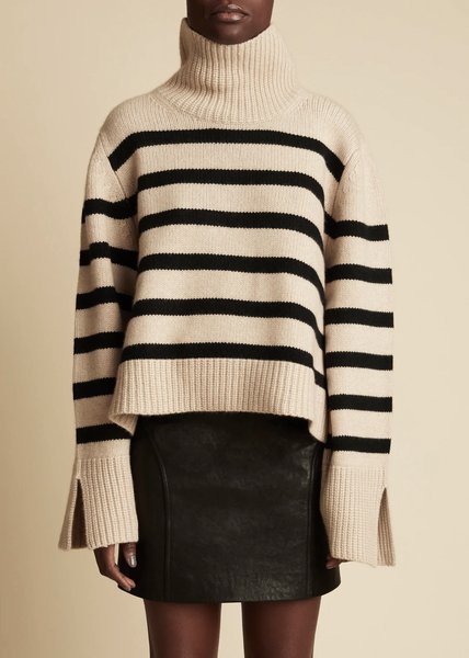 

Casual Acrylic Loose Sweater, Black-white, Pullovers
