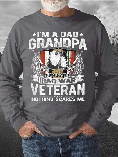 

Men Dad Grandpa Iraq War Veteran Nothing Scares Me Casual Crew Neck Sweatshirt, Gray, Hoodies&Sweatshirts