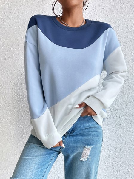 

Regular Fit Crew Neck Color Block Sweatshirts, Blue, Sweatshirts & Hoodies