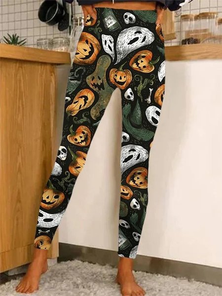 

Halloween Casual Leggings, Army green, Leggings