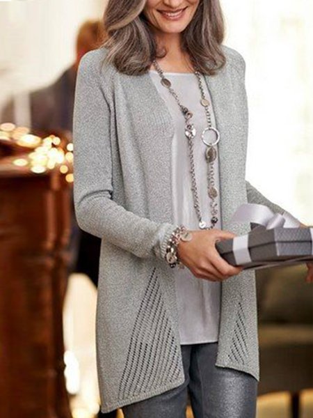 

Wrap Casual Sweater Coat, Gray, Sweaters