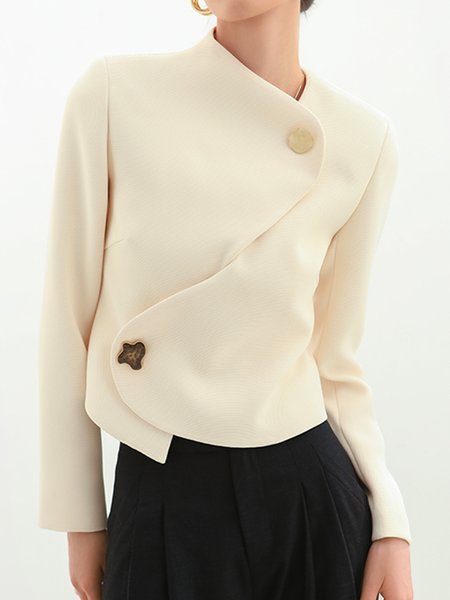 

Long sleeve Simple Regular Fit Asymmetrical Jacket, Off white, Jackets