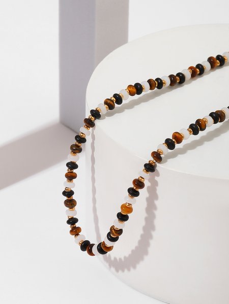 

Ethnic Style Natural Agate Beaded Long Sweater Chain Dress Jewelry, As picture, Necklaces