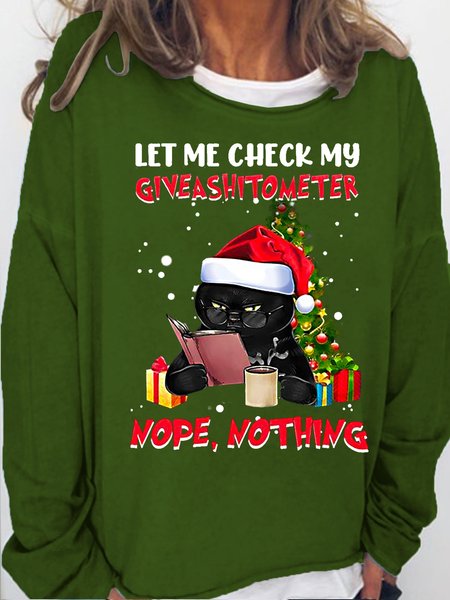 

Womens Funny Christmas Black Cat Casual Sweatshirt, Green, Hoodies&Sweatshirts