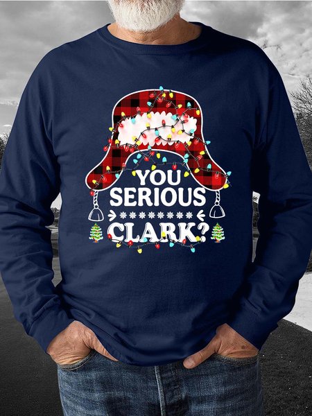 Men Christmas Hat Light You Serious Clark Casual Christmas Sweatshirt, Dark blue, Hoodies&Sweatshirts