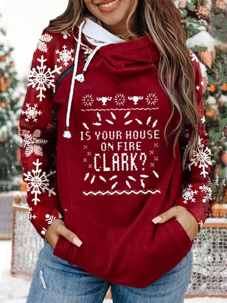 Christmas Casual Raglan Sleeve Half Turtleneck Sweatshirts, Red, Sweatshirts & Hoodies