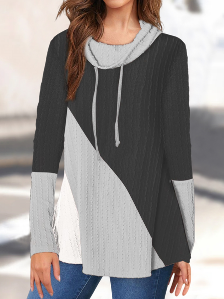 

Casual Color Block Cowl Neck Long Sleeve Sweatshirt, Multicolor, Sweatshirts & Hoodies