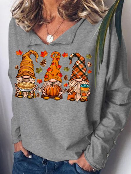 

Women Christmas gnomes Fall Letters Sweatshirt, Gray, Hoodies&Sweatshirts