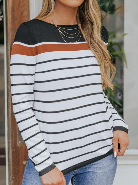

Casual Striped Crew Neck T-Shirt, Multicolor, T-Shirts