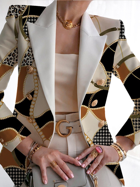 

Loose Abstract Urban Lapel Collar Long sleeve Blazer, As picture, Blazers